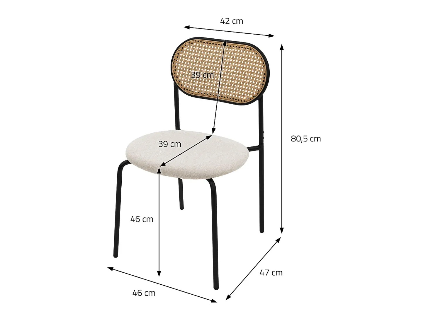 Juego de 2x Sillas de comedor/salón tapizadas beige asiento con respaldo curvado