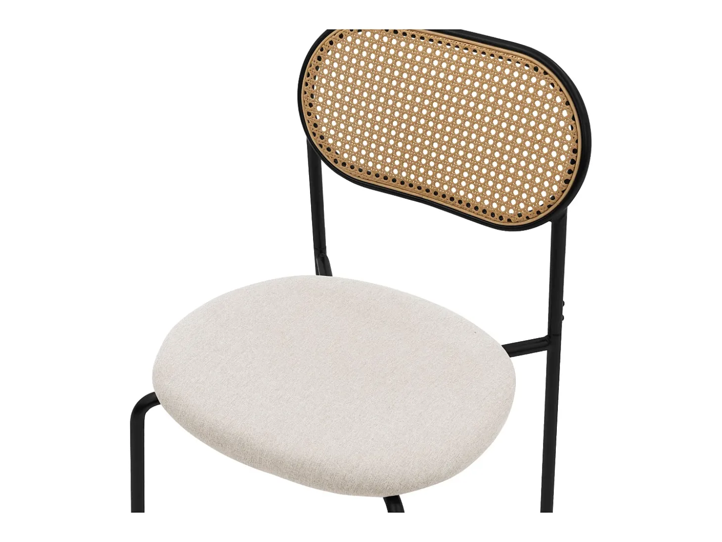 Juego de 2x Sillas de comedor/salón tapizadas beige asiento con respaldo curvado