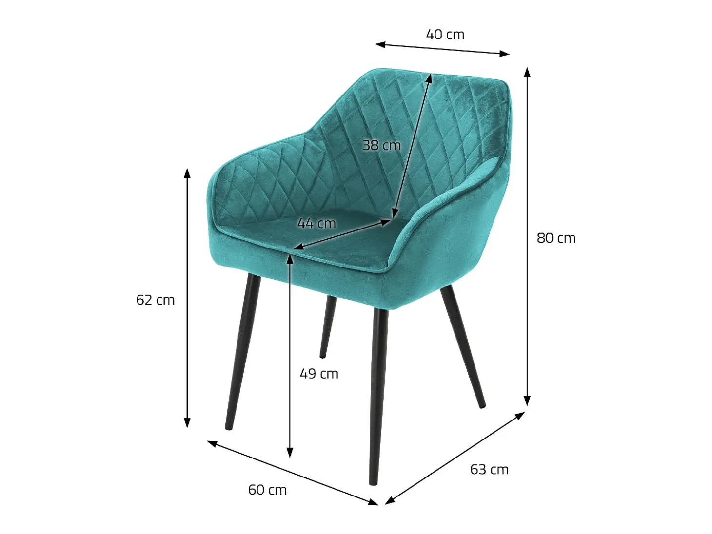 Juego de 6x sillas de comedor tapizadas en sillones de terciopelo petróleo