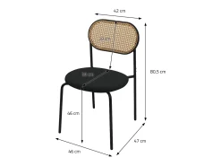 Juego de 4x Sillas de comedor/salón tapizadas negro asiento con respaldo curvado