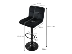 Juego de 4x taburetes de bar negro sillas con respaldo asientos regulables
