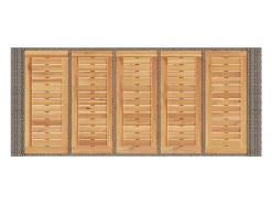 Karaca Mesa alta jardín superficie madera ratán PE gris 185x80x110 cm