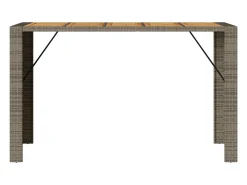 Karaca Mesa alta jardín superficie madera ratán PE gris 185x80x110 cm