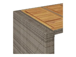 Karaca Mesa alta jardín superficie madera ratán PE gris 185x80x110 cm