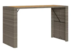 Karaca Mesa alta jardín superficie madera ratán PE gris 185x80x110 cm
