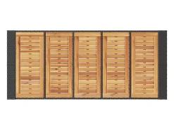 Karaca Mesa alta jardín superficie madera ratán PE negro 185x80x110 cm