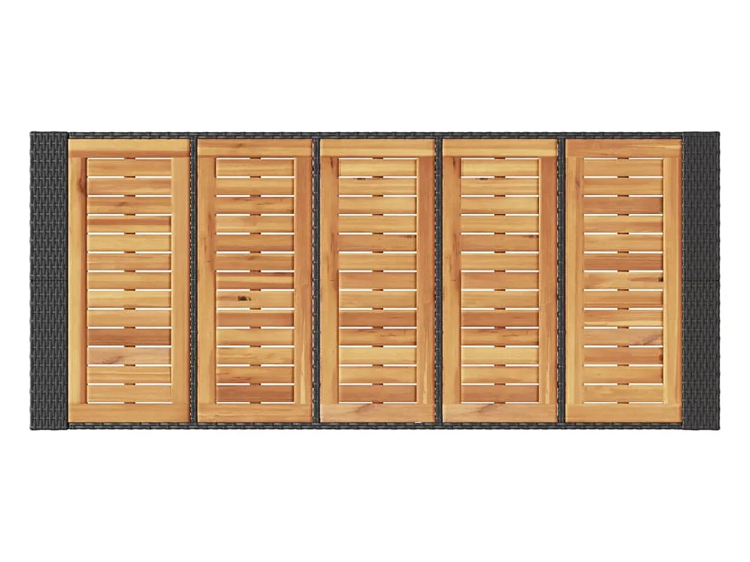 Karaca Mesa alta jardín superficie madera ratán PE negro 185x80x110 cm