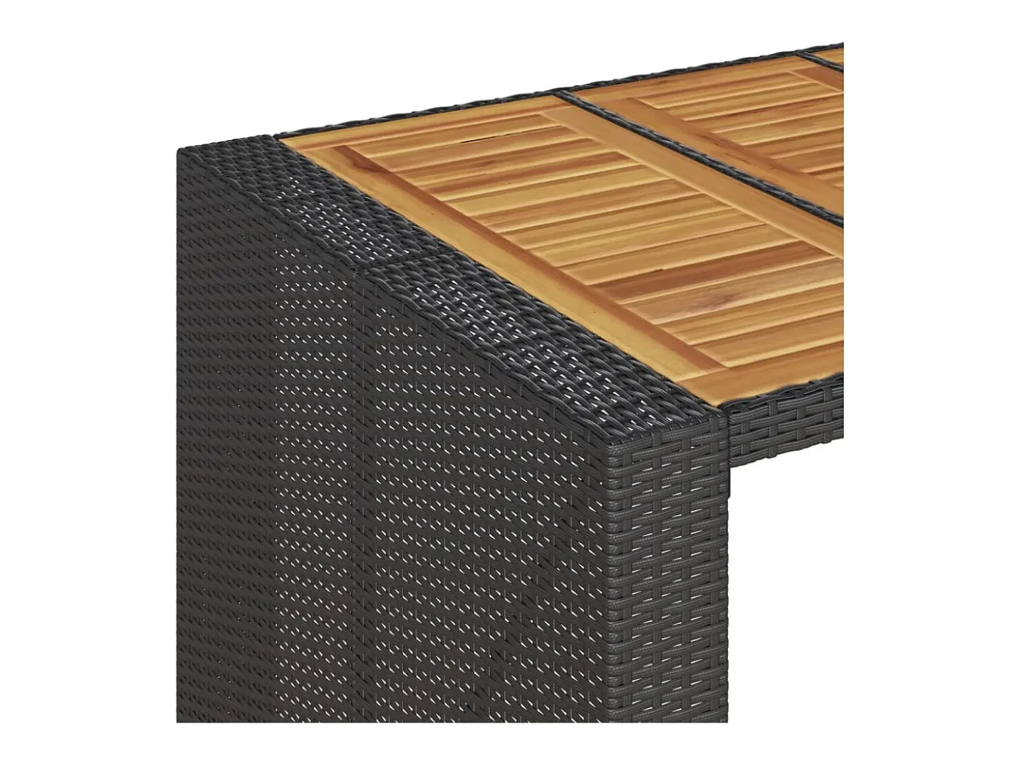 Karaca Mesa alta jardín superficie madera ratán PE negro 185x80x110 cm
