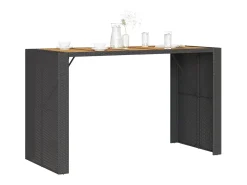 Karaca Mesa alta jardín superficie madera ratán PE negro 185x80x110 cm