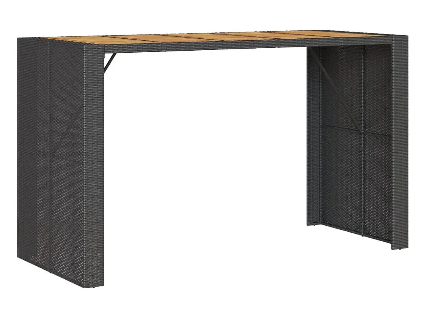 Karaca Mesa alta jardín superficie madera ratán PE negro 185x80x110 cm