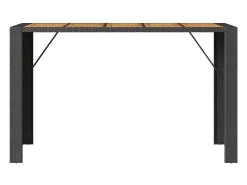 Karaca Mesa alta jardín superficie madera ratán PE negro 185x80x110 cm