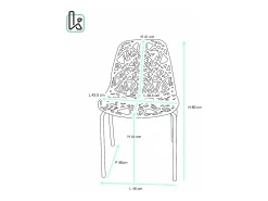 KAYELLES Lote de 4 sillas de cocina diseño IKO (gris)
