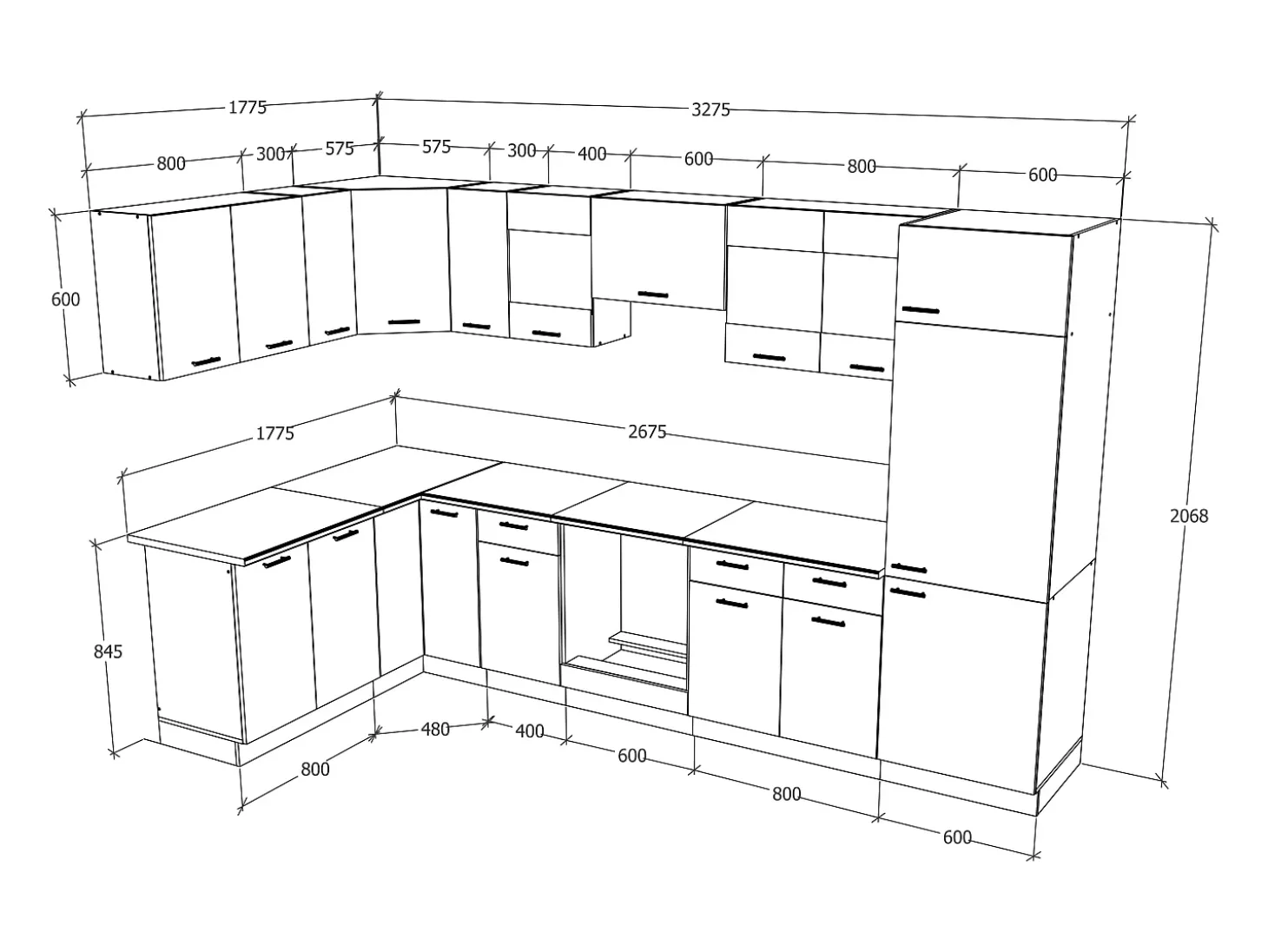 Kitchenette Esilo Blanco AL. 207 x AN. 505 x. P. 60 cm