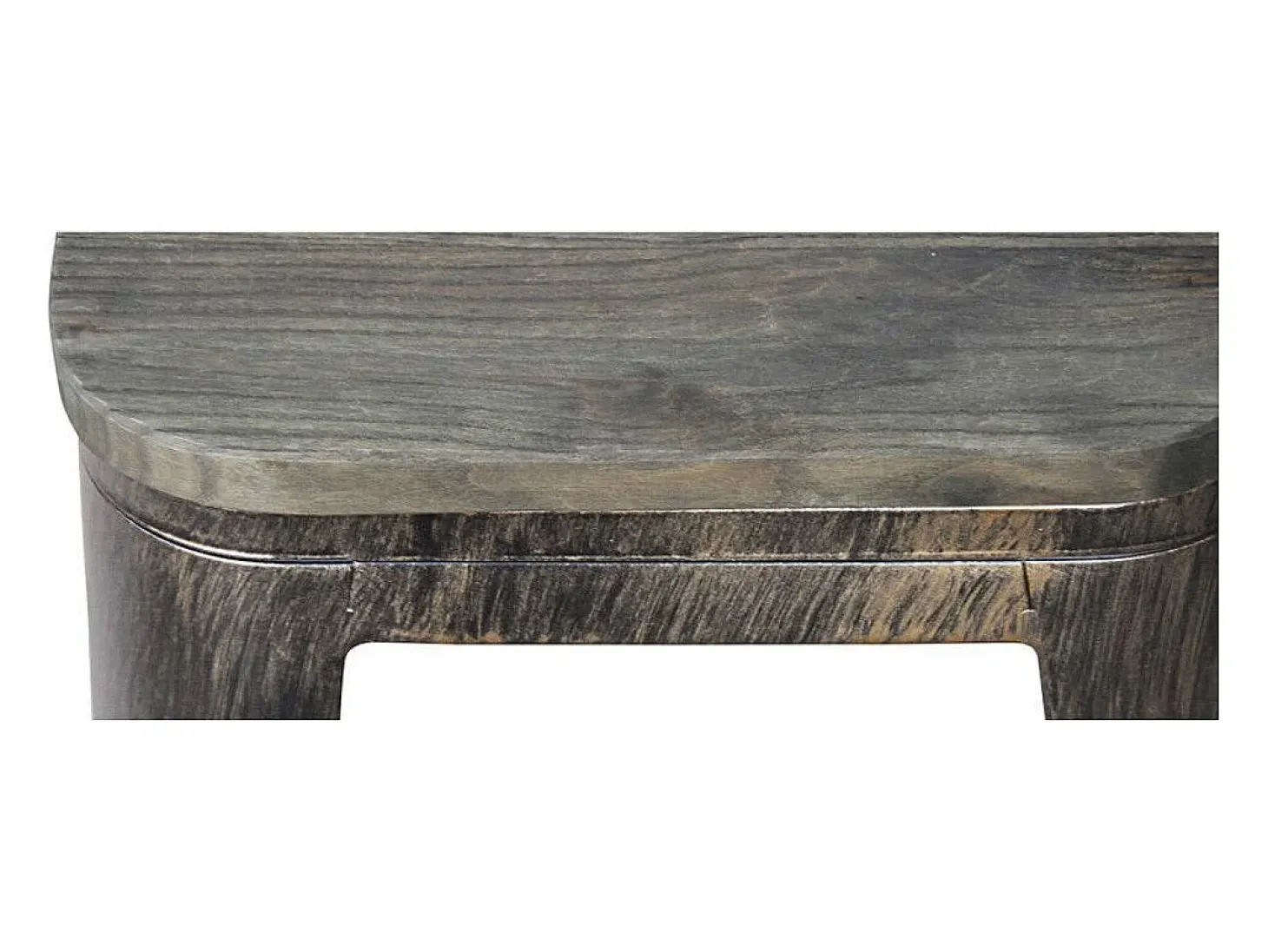 Kontoir Taburete de 76 cm de acero blanco brillante con asiento de pino macizo oscuro-Color Verde caqui
