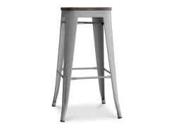 Kontoir Taburete de 76 cm de acero blanco brillante con asiento de pino macizo oscuro-Color Rosa