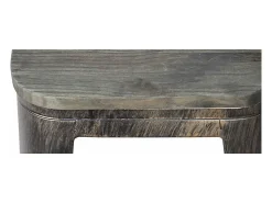 Kontoir Taburete de 76 cm de acero blanco brillante con asiento de pino macizo oscuro-Color Blanco