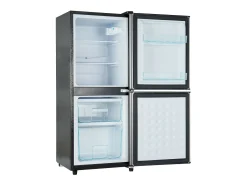 106L Silver+Negro Negra, con partición de vidrio y pies ajustables, 7 temperatura, -25 ~ 10 ℃, clase de eficiencia energética