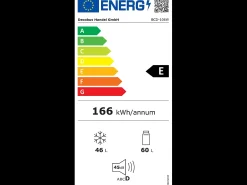 106L Silver+Negro Negra, con partición de vidrio y pies ajustables, 7 temperatura, -25 ~ 10 ℃, clase de eficiencia energética