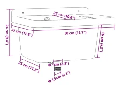 Lavabo de pared blanco 50x35x24 cm resina