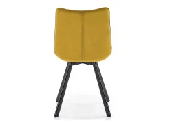 LIBERTY Silla contemporánea de terciopelo amarillo con patas de metal negro