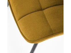 LIBERTY Silla contemporánea de terciopelo amarillo con patas de metal negro