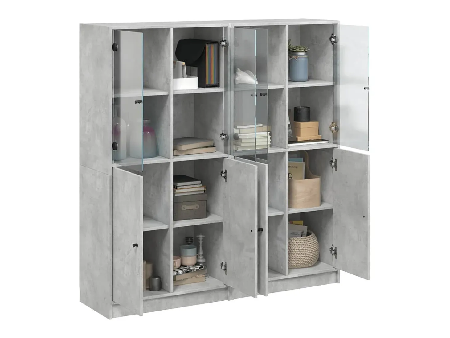 Librería con puertas gris hormigón 136x37x142 cm