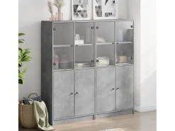 Librería con puertas gris hormigón 136x37x142 cm