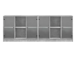 Librería con puertas gris hormigón 204x37x75 cm