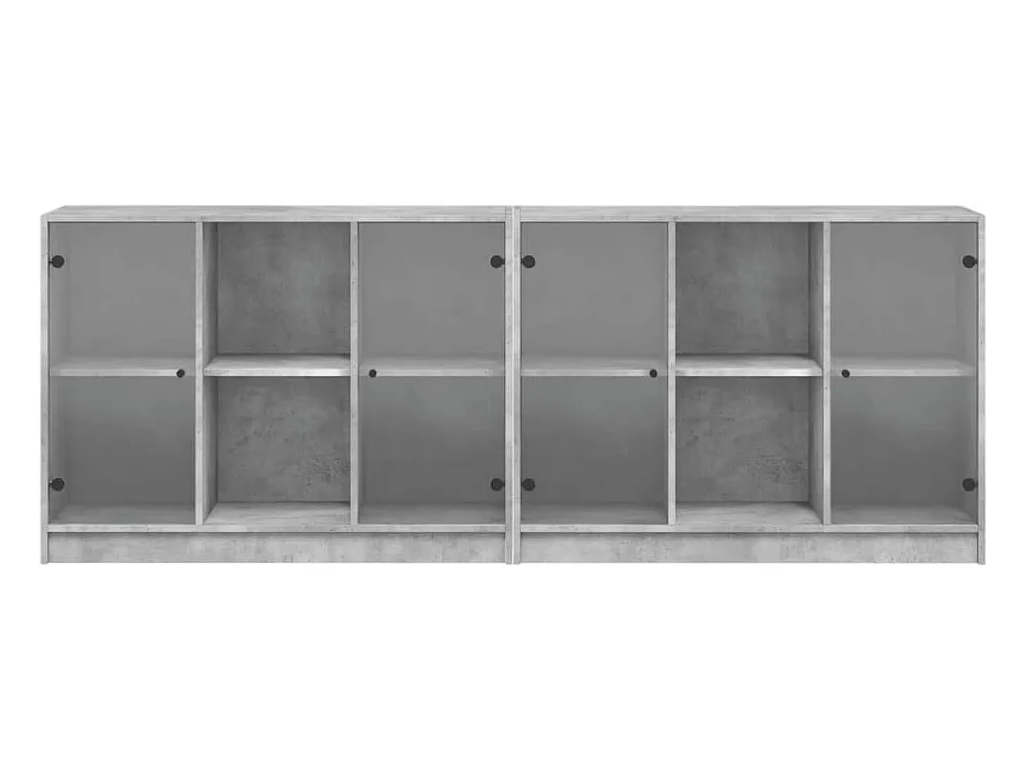 Librería con puertas gris hormigón 204x37x75 cm