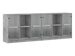 Librería con puertas gris hormigón 204x37x75 cm