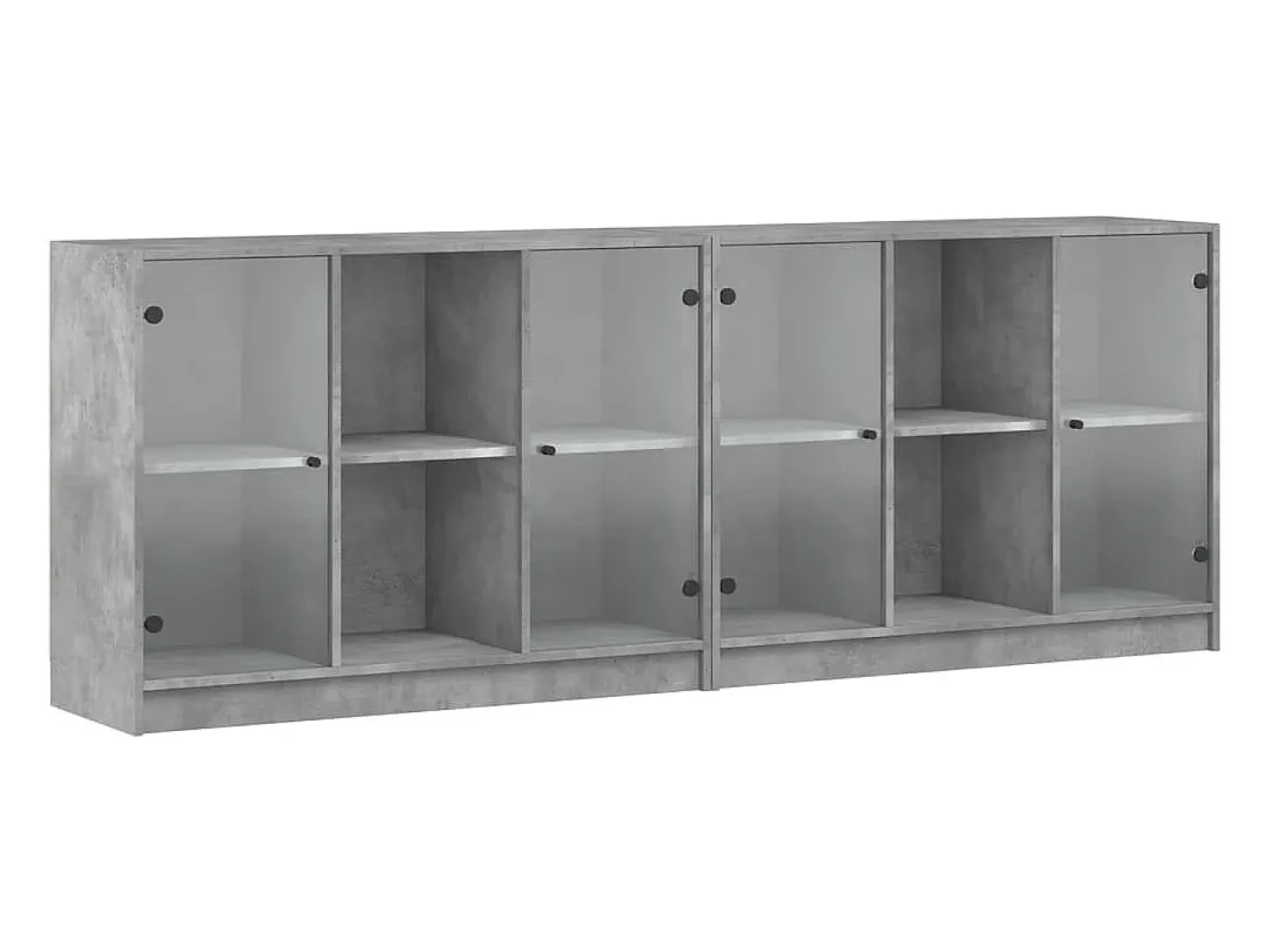 Librería con puertas gris hormigón 204x37x75 cm