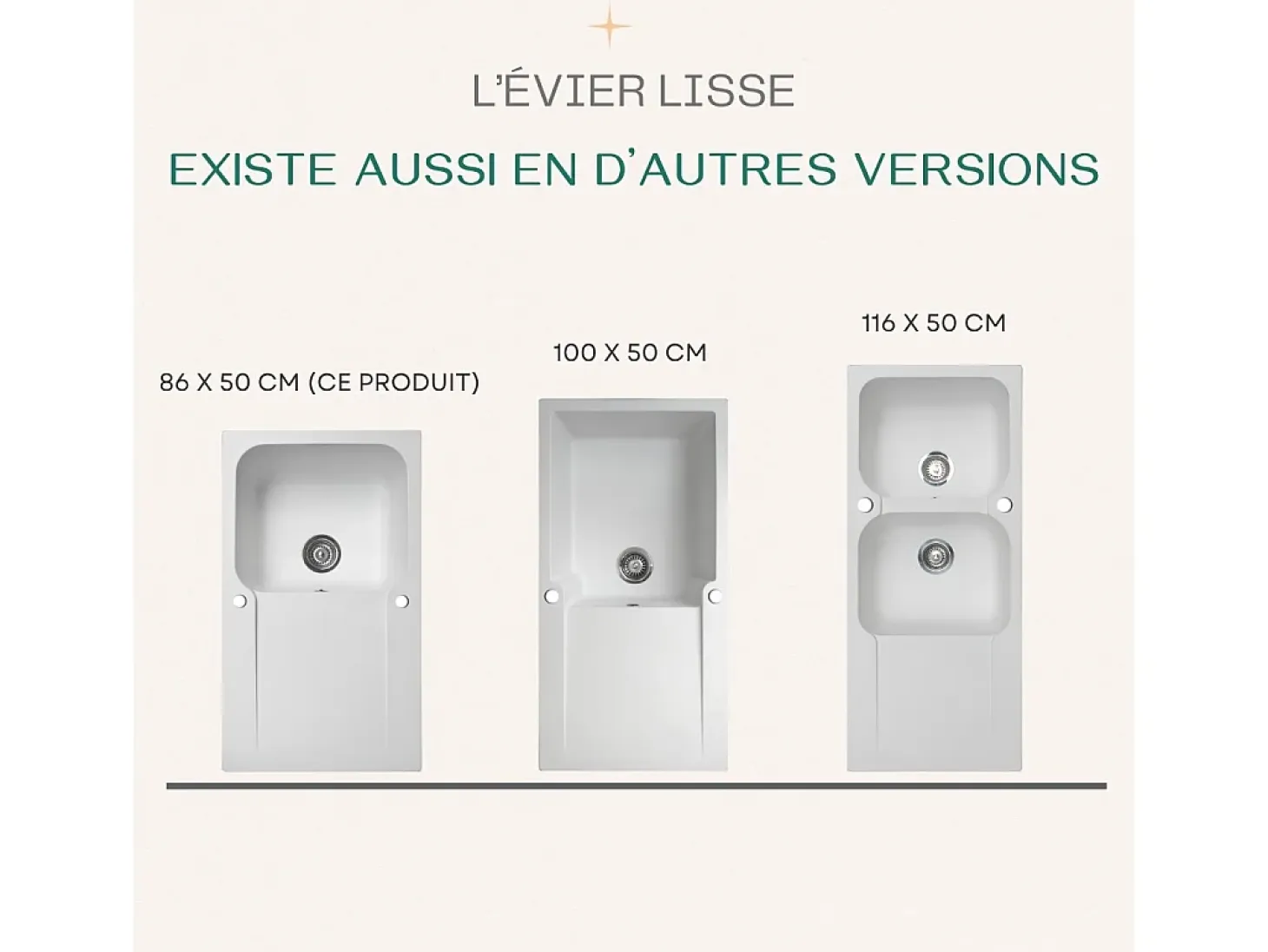 Lisse fregadero reversible 1 cubeta 1 escurridor en resina blanca Essebagno