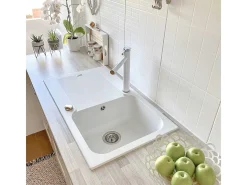 Lisse fregadero reversible 1 cubeta 1 escurridor en resina blanca Essebagno