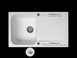 Lisse fregadero reversible 1 cubeta 1 escurridor en resina blanca Essebagno