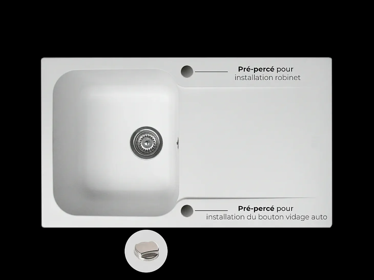 Lisse fregadero reversible 1 cubeta 1 escurridor en resina blanca Essebagno