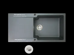 Lisse fregadero reversible 1 cubeta grande 1 escurridor en resina negra Essebagno