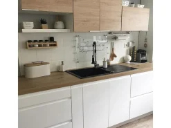 Lisse fregadero reversible 1 cubeta grande 1 escurridor en resina negra Essebagno