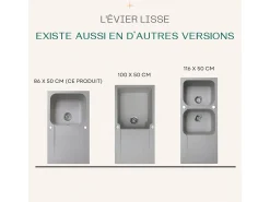 Lisse fregadero reversible 1 cubeta 1 escurridor en resina gris Essebagno