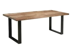 LODEN 180 cm – Tablero de madera maciza de mango y patas de metal negro