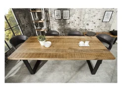LODEN 180 cm – Tablero de madera maciza de mango y patas de metal negro