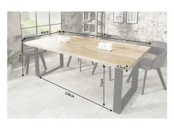 LODEN 180 cm – Tablero de madera maciza de mango y patas de metal negro