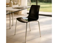 Lollipop Grand Soleil conjunto de 12 sillas con patas de acero Stock - Negro