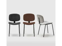 Lot de 2 chaises en velours côtelé rouille piètement noir - Liv