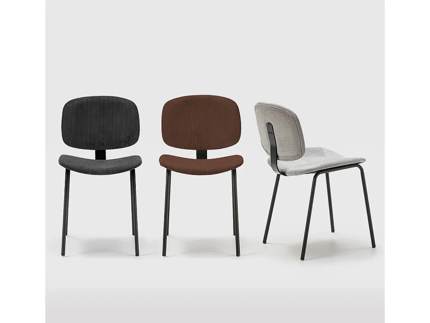Lot de 2 chaises en velours côtelé rouille piètement noir - Liv