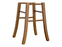Lot de 2 tabourets de bar ronds h 80 cm pieds sabre noyer clair