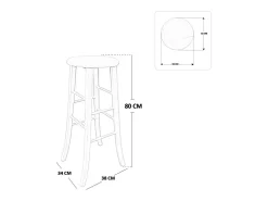 Lot de 2 tabourets de bar ronds h 80 cm pieds sabre noyer clair