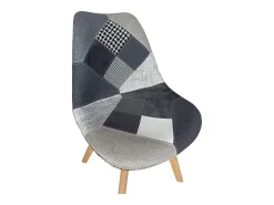 Lote 2 sillas Patchwork escandinavas tela patas de madera LAO (Gris)
