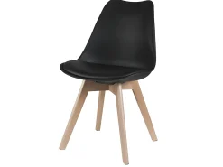 Lote 6 sillas Polipropileno, piel sintética haya Negro JODY