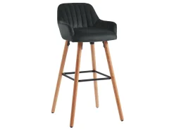 Lote 2 taburetes bar terciopelo y metal ELEANA color negro