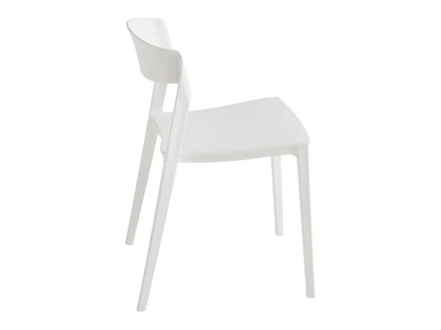 Lote de 2 chaise longues apilables modernas blancas "Quorathis" de polipropileno para comedor cm 49x52 77h